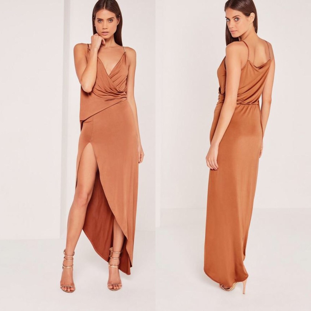 Rose Gold Missguided Slinky Chain Strap Dress